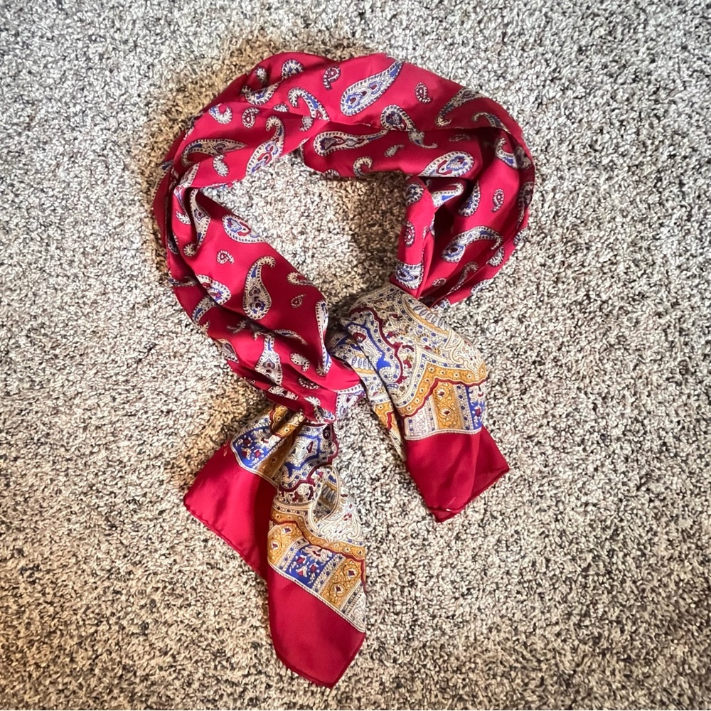 Echo Red Paisley Silk Scarf – One Size
